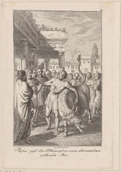 Theseus visar atenarna en besegrad rasande tjur, blad 2 till Beckers ”Theseus”