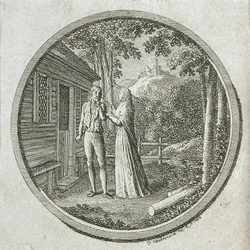 Titelsida och vinjett till La Fontaines ”Klara Du Plessis”