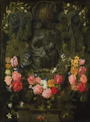 Stenrelief i blommor