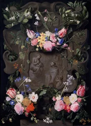 Miraklet av St Bernard i en krans av blommor, 1645-1655