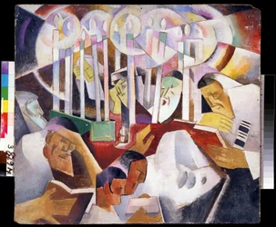 Ljus och silhuetter - Målning av Vladimir Davidovich Baranov Rossine (Baranov-Rossine) (Wladimir Daniel Baranoff Rossine (Baranoff-Rossine) (1888-1944) - Olja på duk, 68 x 76 cm - Rysk konst, avantgarde - State Open Air Mu