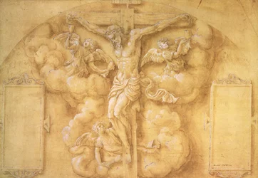 The Crucifixion, 1547 (penna förhöjd med vitt på papper)
