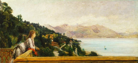 Utsikt över Lago Maggiore från Villa of Ada Troubetzkoy av Daniele Ranzoni (1843-1889), olja på duk, 49x105 cm
