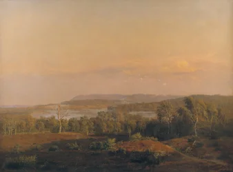 Utsikt mot Himmelbjerget, Jylland. Kväll