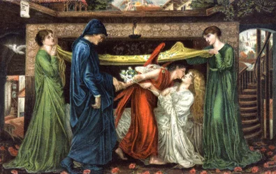 Dante Alighieri möter Beatrice, ca 1900 (vykort)