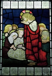 Christ Preaching, ca 1870 (målat glas)