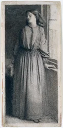 Elizabeth Siddal står vid ett fönster