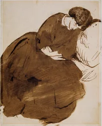 Jane Morris (1839-1914) (penna, bläck och tvätt på papper)