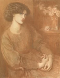 Jane Morris, 1868 (färgade kritor)