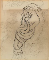 Lady Lilith, ca. 1869 (penna, penna och brunt bläck på papper)