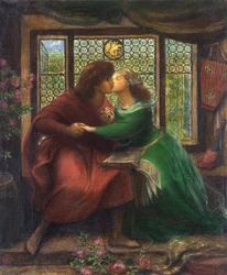 Paolo (Malatesta) (cirka 1246 eller 1248-cirka 1285) och Francesca da Rimini (eller Polenta) (1255-1285) - Representation av karaktären från "La Divina Commedia" (Den gudomliga komedin) av Dante Alighieri (1265-1321) - Verk av Dante Gabriel Rossetti (1828-