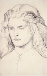 Porträttstudie av Annie Miller, ca 1860-63 (penna, indisk bläck och grafit på papper)