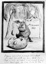 Rossetti beklagar sin Wombats död, 1869 (penna och bläck på papper)