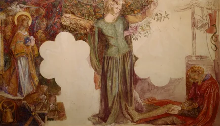 Sir Lancelot hindras på grund av sin synd från att gå in i den heliga Graalens kapell.