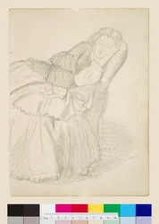 Studie av Ruth Herbert som sover, ca 1858-1859 (blyerts)