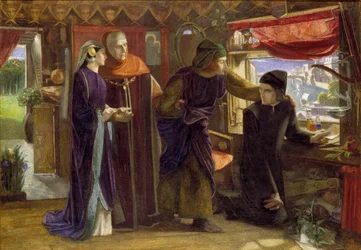 Dante ritar en ängel på årsdagen av Beatrices död, 1853
