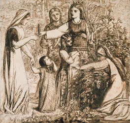 Dantes vision av Matilda som samlar blommor, c1855