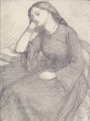 Porträtt av Elizabeth Siddal, sittande, c1840-talet