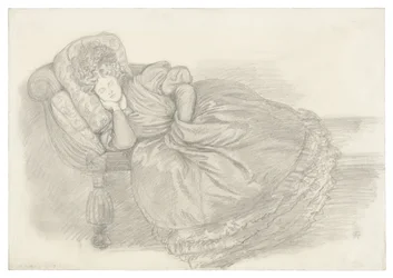 Studie av Fanny Cornforth, sovande på en schäslong