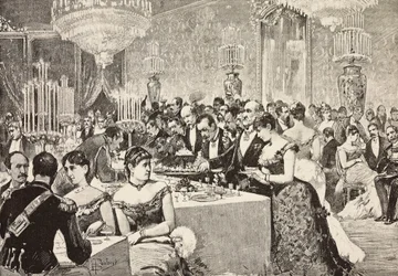 Bufférum, hovbal på Quirinale, Rom, Italien, gravyr från teckning av Dante Paolocci, från L