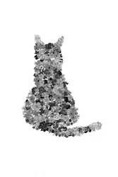 Blommig katt-silhuett