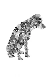 Hundsilhuett med blommor