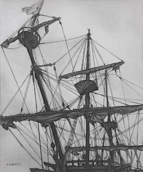 Ghostly Galleon, 2017 (blyerts, bläck på papper)