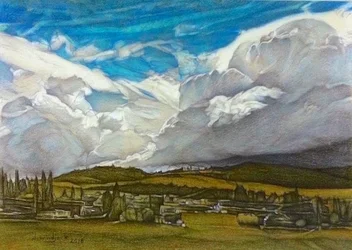 Unsettled Sky, 2018 (blyerts på papper)