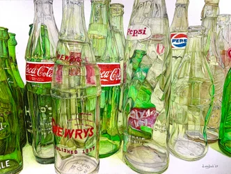 Vintage Bottles, 2025 (blyerts på papper)