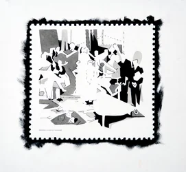 Feast of Pan (frimärksstudie), 2019 (tusch på papper)