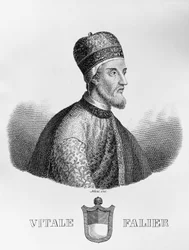 Porträtt av Vitale Falier (död ca 1095), 32:a dogen av Venedig, gravyr av Antonio Nani (1803-1870)