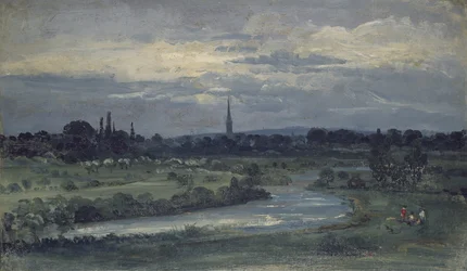 Utsikt från Pugins hus nära Salisbury (olja på frässkiva, monterad som ritning)