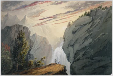Vid vattenfallet, ca 1850 (akvarell)