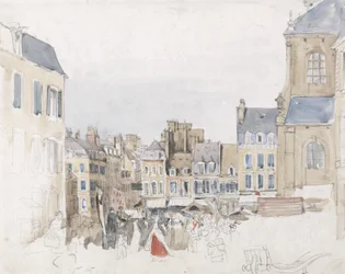 A French Market Place, c.1829 (w/c över grafit på papper)