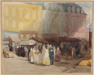 En fransk marknadsscen, möjligen Boulogne