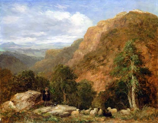 En vy från ovan Bettws-y-Coed, Moel Siabod och Snowdon Range in the Distance, 1853