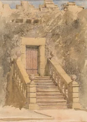 Dörröppning vid Haddon Hall, ca 1845 (akvarell och blyerts på papper)