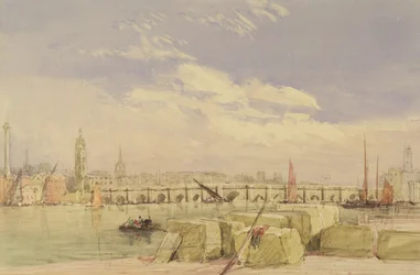 London Bridge, 1831 (wc with bodycolour over graphite on paper)