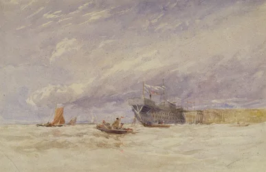 On the Medway, c.1845-50 (w/c med kroppsfärg över grafit på papper)