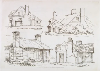 Plåt 3 från Progressive Lessons on Landscape for Young Beginners, 1816 (mjuk markets etsning)