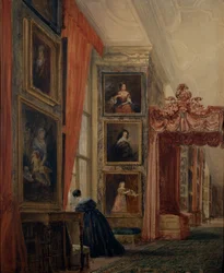 The Long Gallery at Hardwick (akvarell på papper)