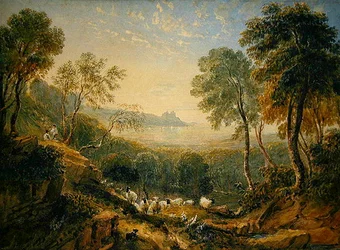 Utsikt över Harlech Castle (akvarell på papper)