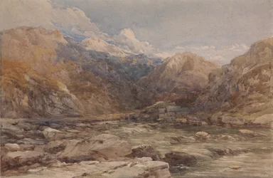 Flodlandskap i Wales, ca. 1850.