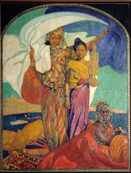 Kolonialism: affisch för den nationella kolonialutställningen i Marseille. Konstnärens levnadsår: 1866-1932. 1922, Marseille, Sjöfartsmuseet.