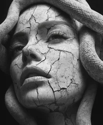 Skadad Medusa-skulptur