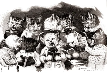 Sjungande kattkör, tidigt 1900-tal (illustration)