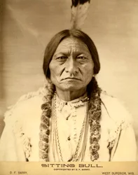 Sitting Bull (1834-1890), amerikansk hövding för Dakota Sioux-indianer (indianskt namn Tatanka Iyotake), fotografi av David F. Barry