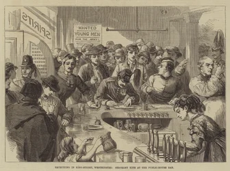 Rekrytering i King-Street, Westminster, Sergeant Kite på Public-House Bar