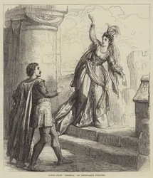 Scen från Rebecca, på Drury-Lane Theatre