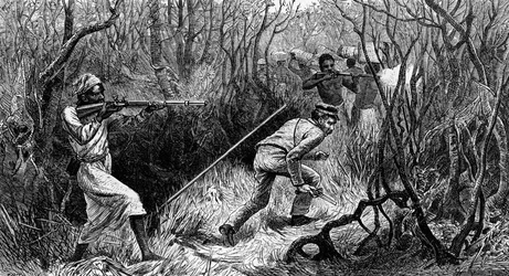 Manyemas bakhåll, Centralafrika, gravyr från Last Journals of David Livingstone, av David Livingstone (1813-1873), London